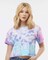 Women’s Tie-Dyed Crop Crewneck T-Shirt for Summer, Trendy & Festival Style Wear